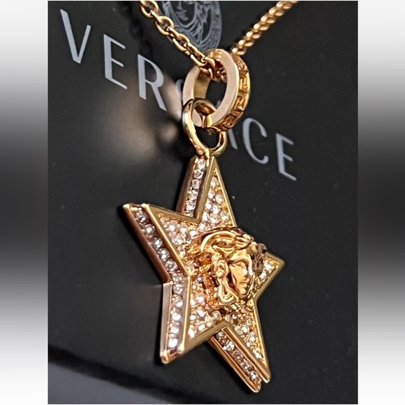 Versace Gorgeous Galaxy Star Medusa Necklace surrounded by Crystals NWT in box - Picture 4 of 16